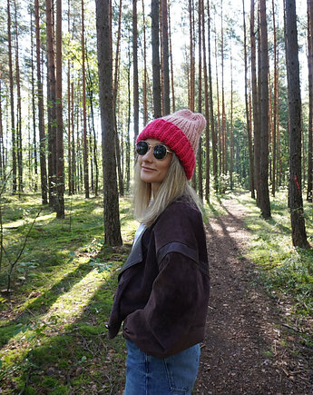 Czapka z wełny szlachetnej Oversize  Handmade Wełna naturalna, Konevka store