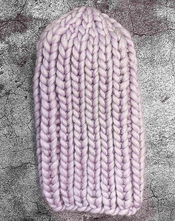 Zimowa czapka z wełny z Peru liliowa, Made by Jaga