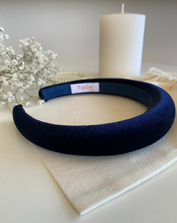 Granatowa welurowa opaska na gąbce Navy, Volie Line