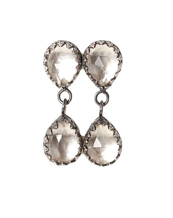Kolczyki wiszące Jolie z kryształem górskim, Blooming Stones