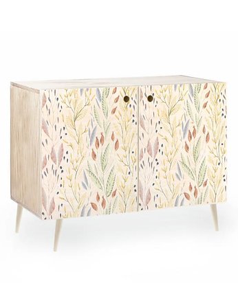 Komoda "credenza double" w stylu mid century/PRL ze sklejki - Colorful branches, art and texture