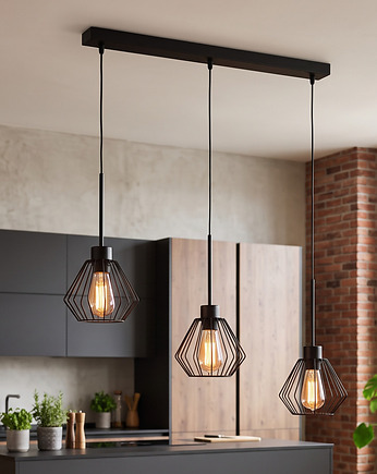 Czarna lampa wisząca do salonu w stylu loftowym ROMOS LOFT, lampy loftowe LYSNE LOFT