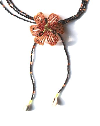 Brązowa Lilia - naszyjnik choker, Hibiscus