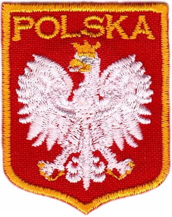 Naszywka naprasowanka GODŁO POLSKI ZŁOTE MAŁE termo haft POLSKIE 3,7x4,7cm, Wyszywane
