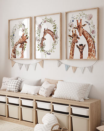 Zestaw 3 plakaty Rodzina żyraf, OSOBY - Prezent dla 10 latki