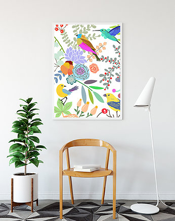 Plakat. Kwiaty i ptaki, Love Life and Forest