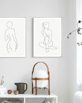 DWA PLAKATY  ciało kobiety szkic linia plakat, black dot studio