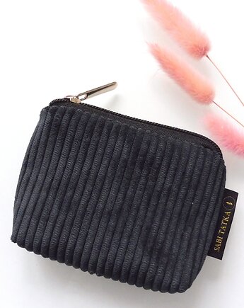 Portfel etui na karty ze sztruksu Czarny