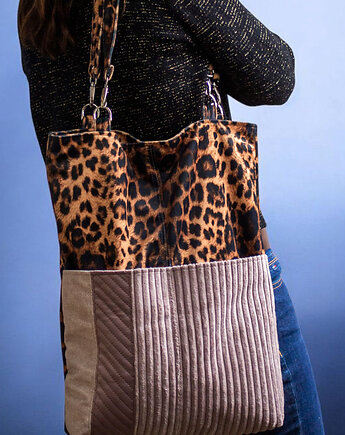 Torba z kieszeniami na ramię panterka, raspberi