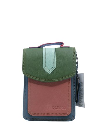 Torebka na telefon skórzana damska listonoszka z rączka i szlufką OLIVKA, Olivka Warsaw