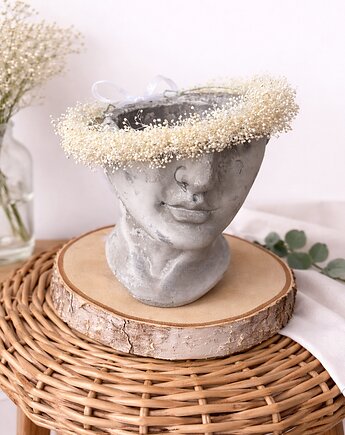 Wianek z gipsówki stabilizowanej bielonej mini, Łąka