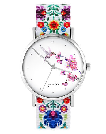 Zegarek - Koliber, oznaczenia - folk biały, nato, OSOBY - Prezent dla dziewczynki