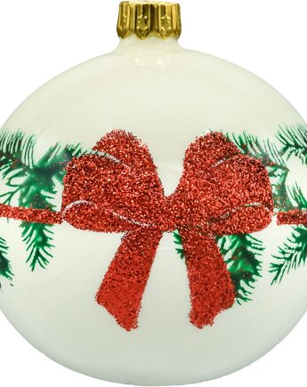 Bombki okrągłe kremowe z kokardą, Syn Bombkarza