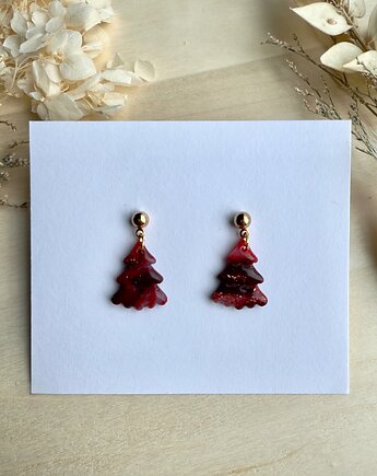 Kolczyki Choinki - czerwone-rubin, freska