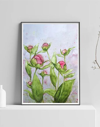 Oryginalna akwarela. Piwonie 30x40cm, Malgorzata Domanska