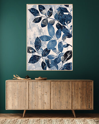 Abstrakcyjne liście - Plakat - Druk Blejtrama - Abstrakcja #1, Black Sapphire Art