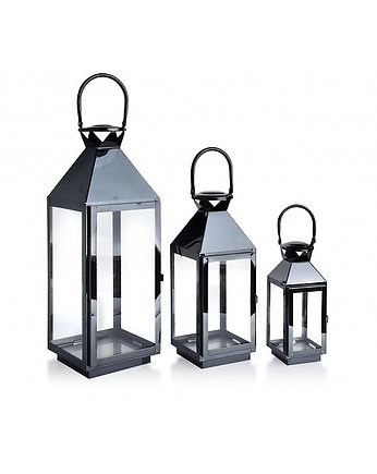 Lampion Metalowy 3 szt. Czarny z Uchwytem, MIA home