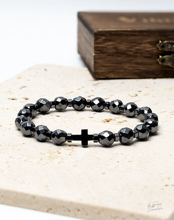 Unikatowa Bransoletka z Kamieni Naturalnych  Hematyt , Black Mamba Jewelry