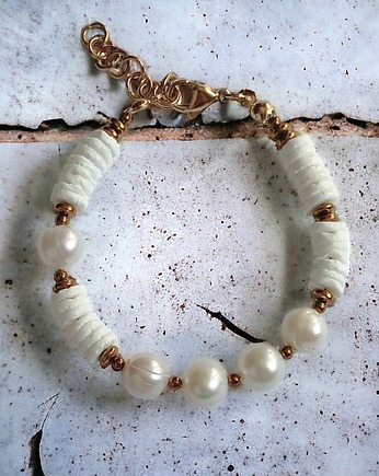 LIMITOWANA bransoletka : kolekcja summer white :: PERŁY & MUSZLA, kaktusia