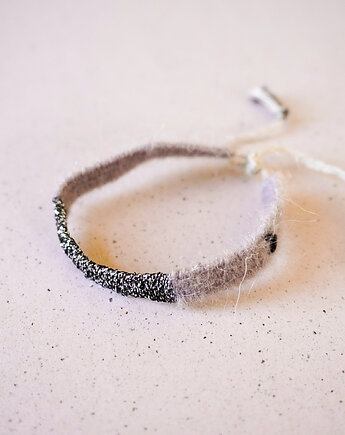 Wąska bransoletka moher i błysk z haftowanym serduszkiem, Słońcem Tkane