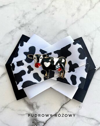 Brosza z Krówką z czerwonym noskiem  Nowość Krowa, Pudrowy Różowy