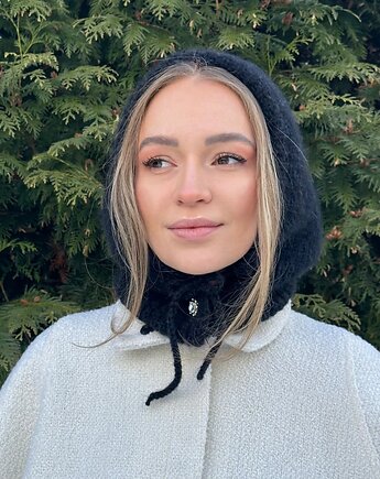 Balaclava kominiarka czapka kaptur  z ozdobnym guzikiem, GANGSTA KNIT