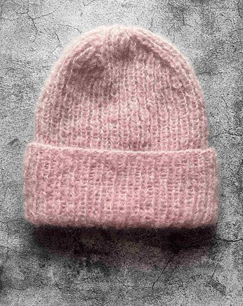 Lekka wiosenna czapka Dimma z alpaki i merynosa różowa, Made by Jaga