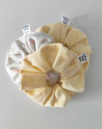 Scrunchie BANANA/LOVE 3szt - frotka do włosów velvet, Słodkiego Miłego Szycia