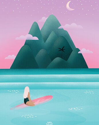 Plakat - Moon Island / Surfing z Księżycem, nadia kubczak