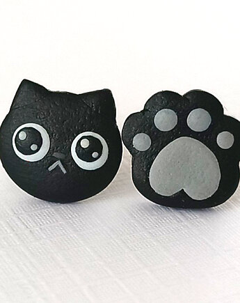 Kolczyki Czarny Kot i Łapka, OMIFIMO