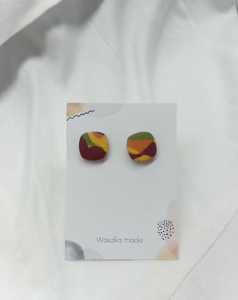 Kolczyki sztyfty kwadraty jesienne, Waszkamade