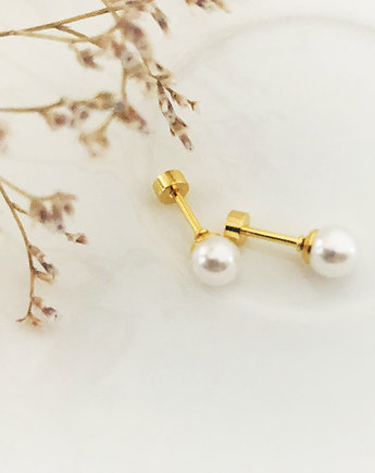 Kolczyki  z perełkami, kolczyki perły , złote sztyfty, Anemon Atelier