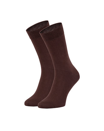 Brązowe skarpetki, eleganckie klasyczne skarpetki BASIC - DARK CHOCOLATE, ZOOKSY