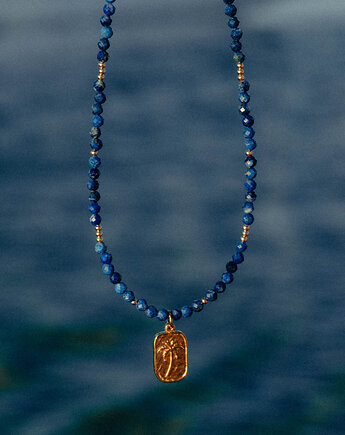 Naszyjnik lapis lazuli z zawieszką palmą, Flow handmade