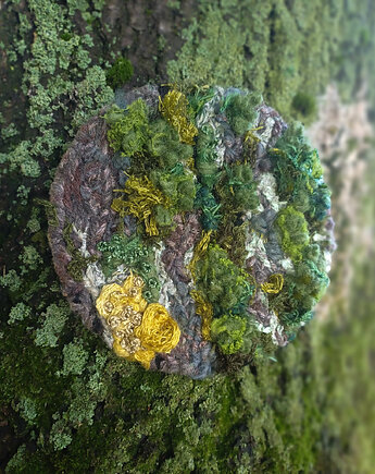 Mchy i porosty na topoli - miniatura tkacka, Splot tapestry