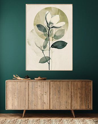 Magnolia - Plakat, druk - Chiński Orient, Harmonia Zen, Roślinny AL8, Black Sapphire Art