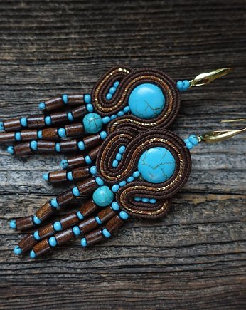 Boho kolczyki soutache, Mró Soutache