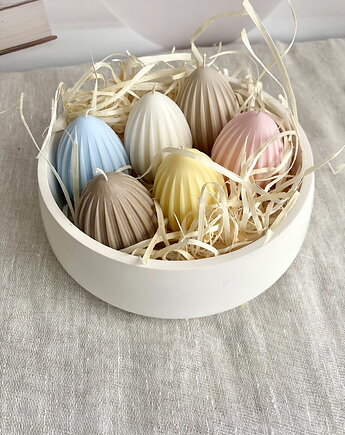 Wielkanocny zestaw Świece sojowe jajka wielkanocne w misie z gipsu i siankiem, Coccola JEWELLERY