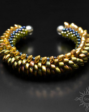 Orinys, smocza bransoleta cuff, beading, Sol