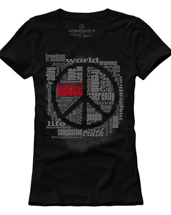 T-shirt damski UNDERWORLD Peace czarny, UNDERWORLD