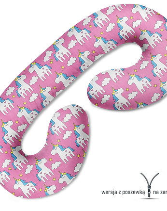 Poduszka ciążowa do spania i karmienia Jednorożce na różowym, Baby Love Decor