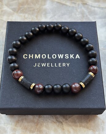 Bransoletka męska Bawole oko i Turmalin czarny, Chmolowska Jewellery