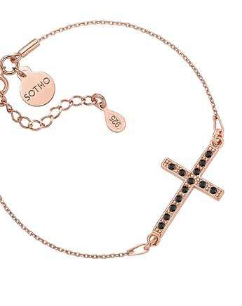 Bransoletka z różowego złota z krzyżem wysadzanym SWAROVSKI CRYSTAL, SOTHO