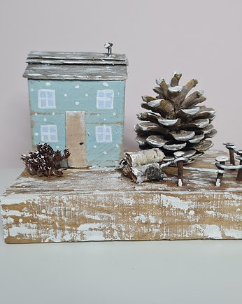 Świąteczna dekoracja z drewna, malutkie przytulne domki, W moim domku