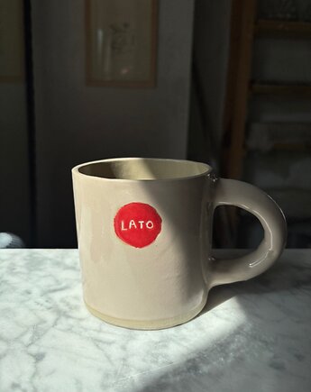 Duży Ceramiczny Minimalistyczny Kubek Różowy Lato 500 ml, Maison Fragile