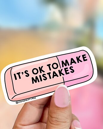 Naklejka - Gumka - It's ok to make mistakes, IvoAdventures