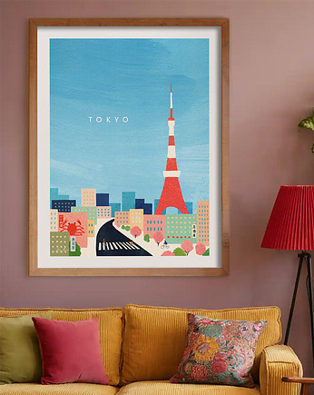 Plakat Tokio Japonia - panorama z Tokyo Tower, minimalmill