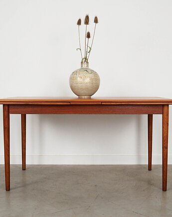 Stół tekowy, duński design, lata 70, produkcja: Dania, Przetwory design