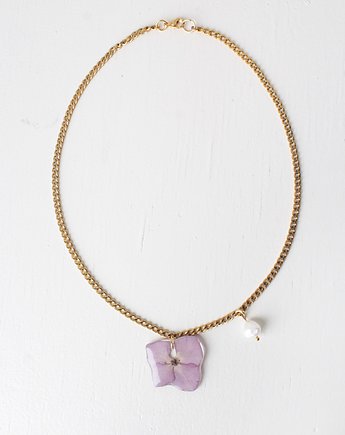 Naszyjnik z hortensją i perłą, Flores Jewellery