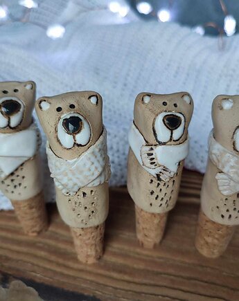 Ozdobny korek do wina Miś w szaliku, Ewa Duszka